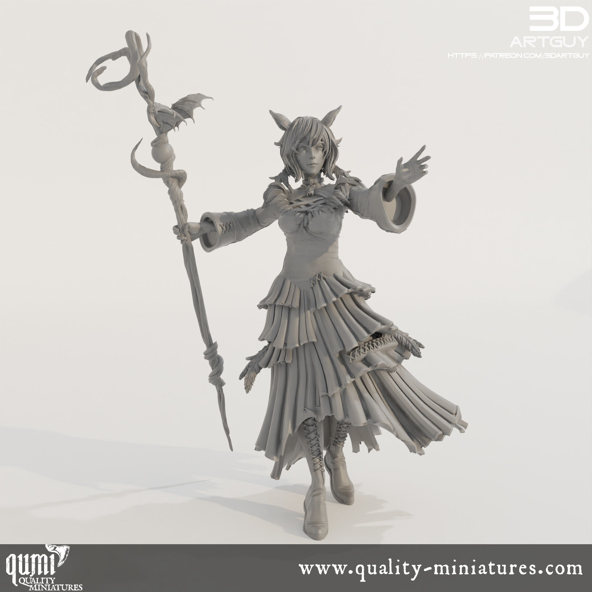 Female Conjurer - 32mm Tabletop RPG Mini - Qumi Quality Miniatures - Qumi