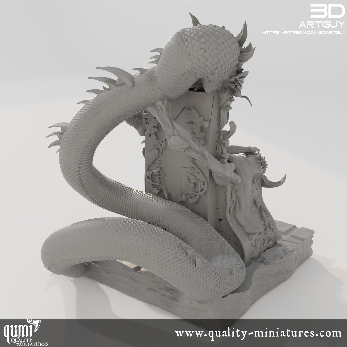 Fire Dragon Queen on Throne - 32mm Tabletop RPG Miniature - Qumi Quality Miniatures - Qumi