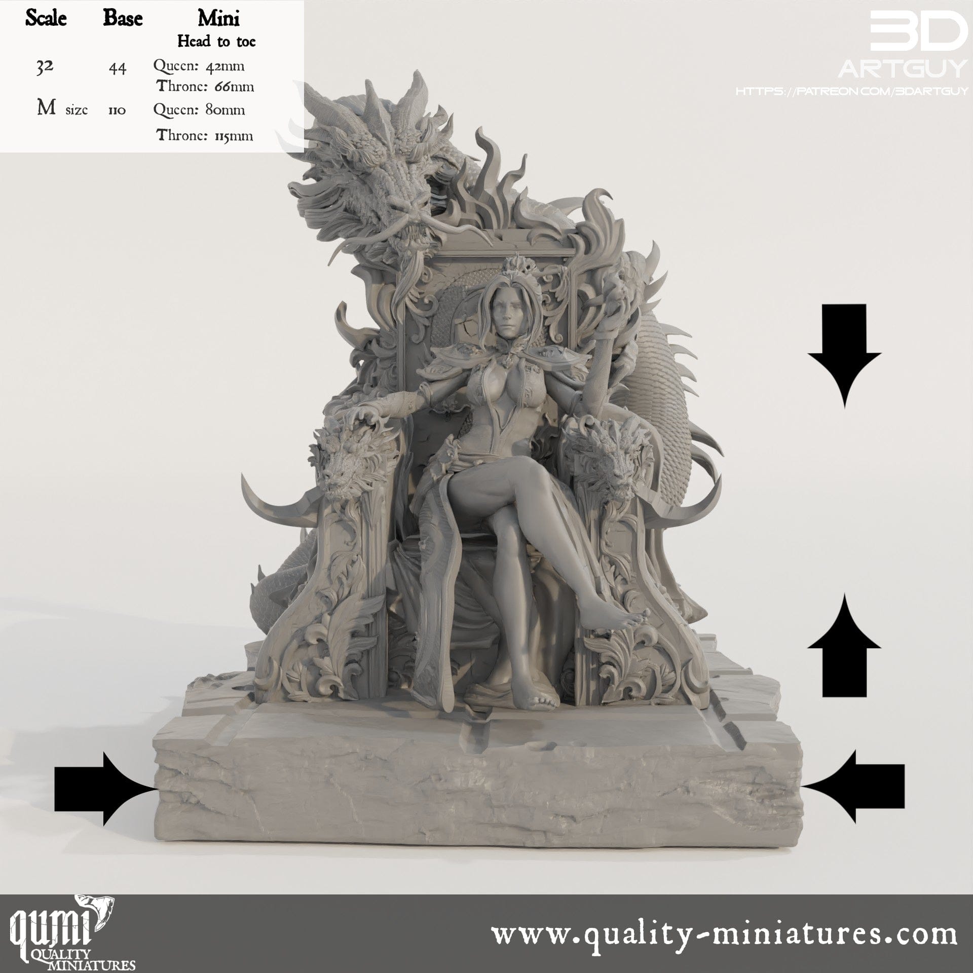 Fire Dragon Queen on Throne - 32mm Tabletop RPG Miniature - Qumi – Quality Miniatures - Qumi fire-dragon-queen-on-throne-32mm-tabletop-rpg-miniature-qumi-quality-miniatures-qumi
