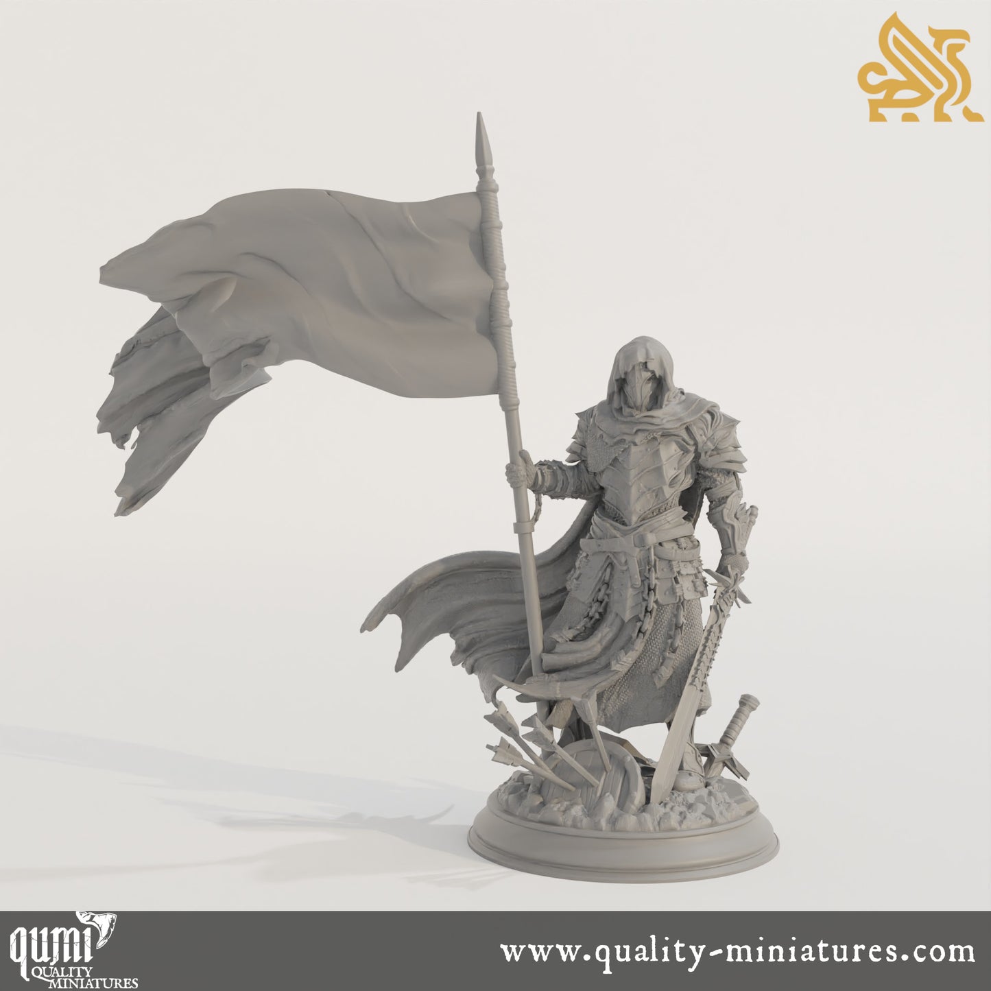 Florian the Fallen - Deserter Knight - 32mm 75mm Tabletop RPG Mini - Qumi - DM Stash Quality Miniatures - Qumi