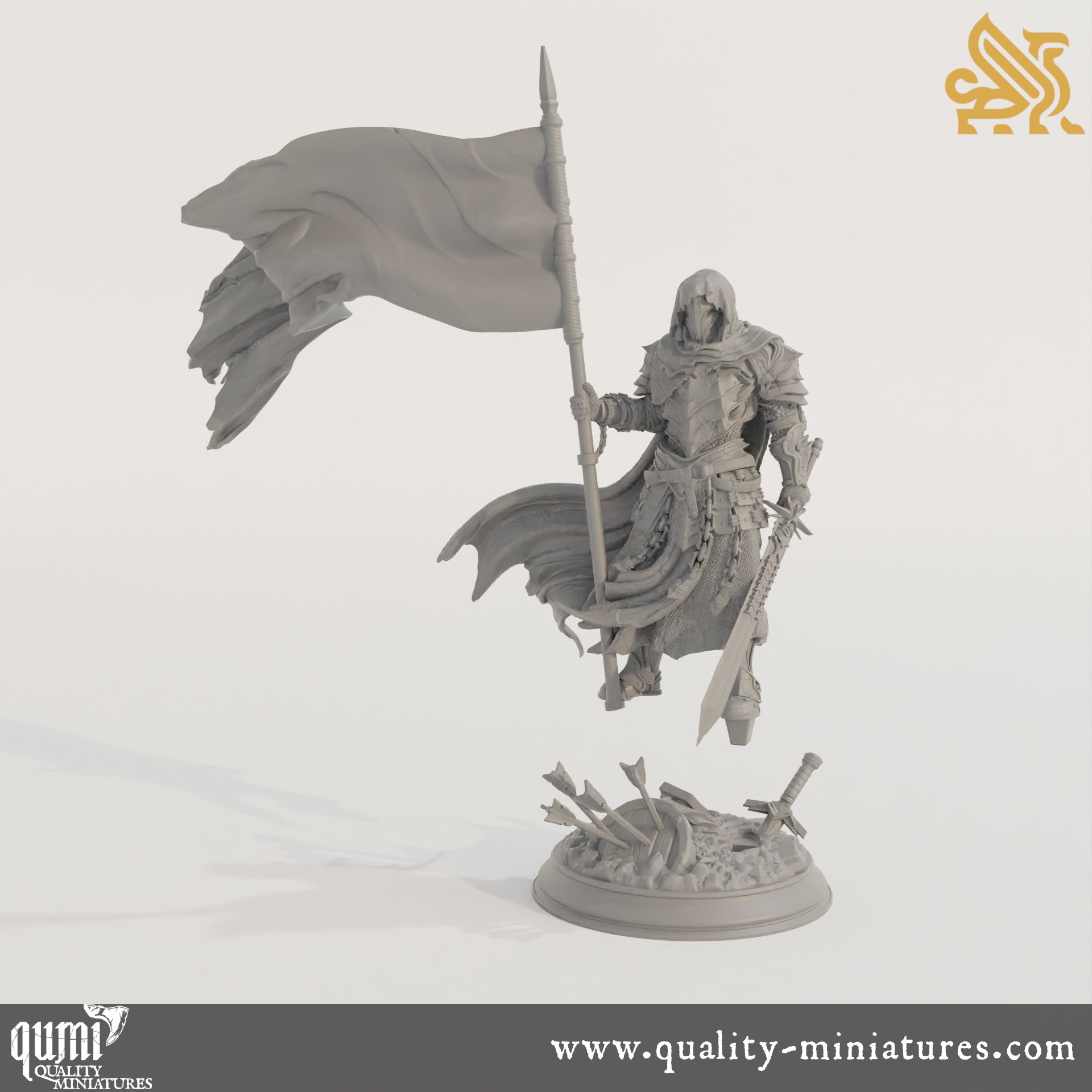 Florian the Fallen - Deserter Knight - 32mm 75mm Tabletop RPG Mini - Qumi - DM Stash Quality Miniatures - Qumi