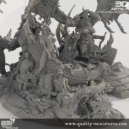 Giant Snake Hedonist Diorama - 32mm Tabletop RPG Miniature Quality Miniatures - Qumi