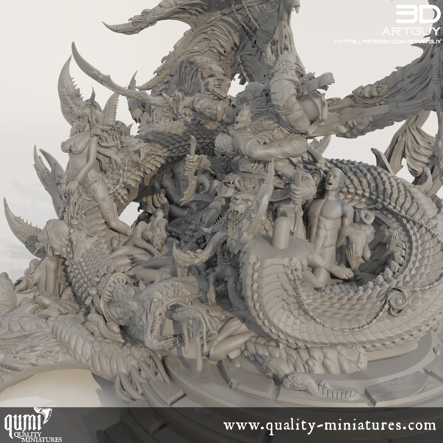 Giant Snake Hedonist Diorama - 32mm Tabletop RPG Miniature Quality Miniatures - Qumi