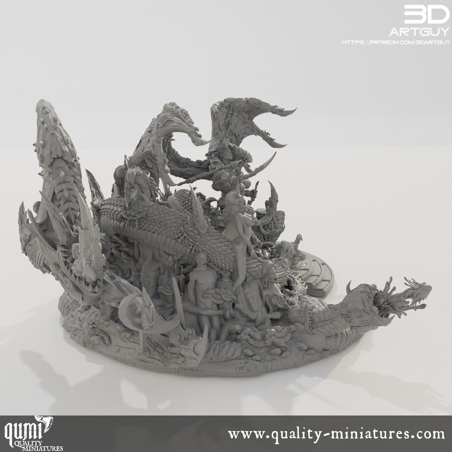 Giant Snake Hedonist Diorama - 32mm Tabletop RPG Miniature Quality Miniatures - Qumi