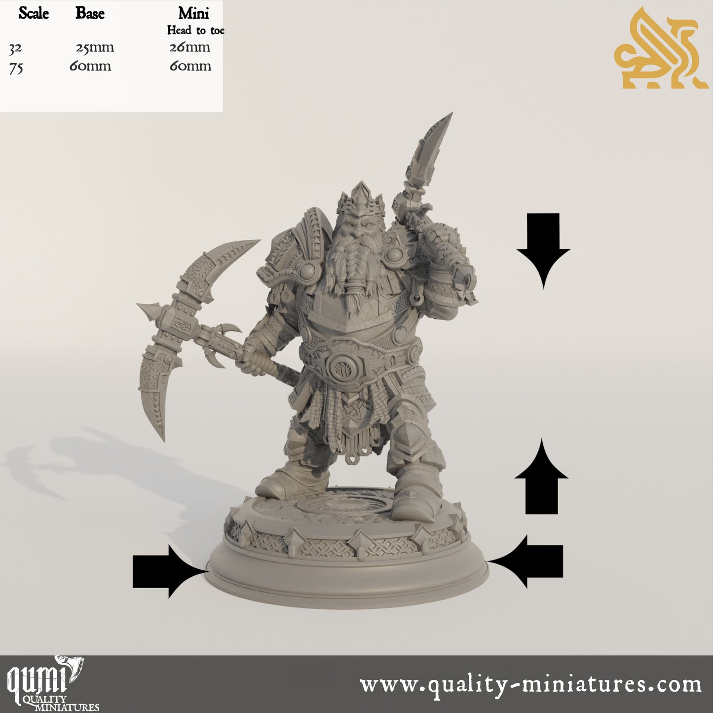 Gordrain Stonehand - Dwarven General - 32mm 75mm Tabletop RPG Mini - Qumi - DM Stash