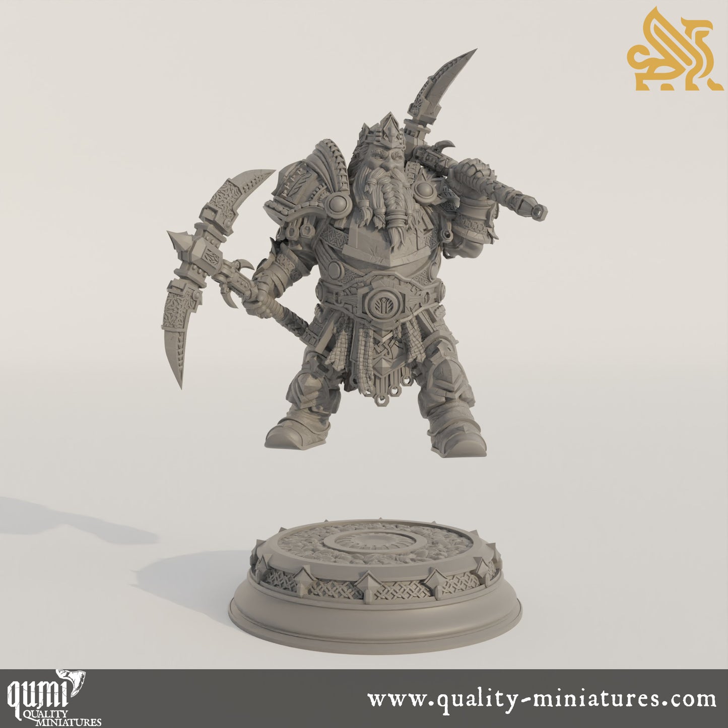 Gordrain Stonehand - Dwarven General - 32mm 75mm Tabletop RPG Mini - Qumi - DM Stash