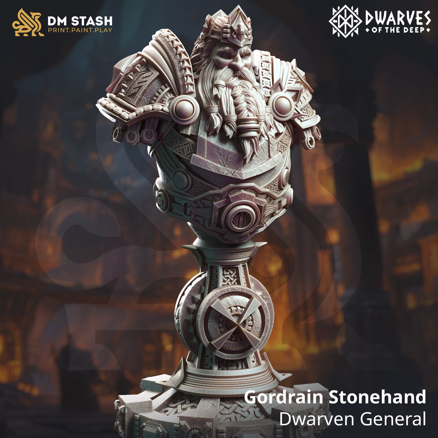 Bust Gordrain - 32mm 75mm Tabletop RPG Mini - Qumi - DM Stash