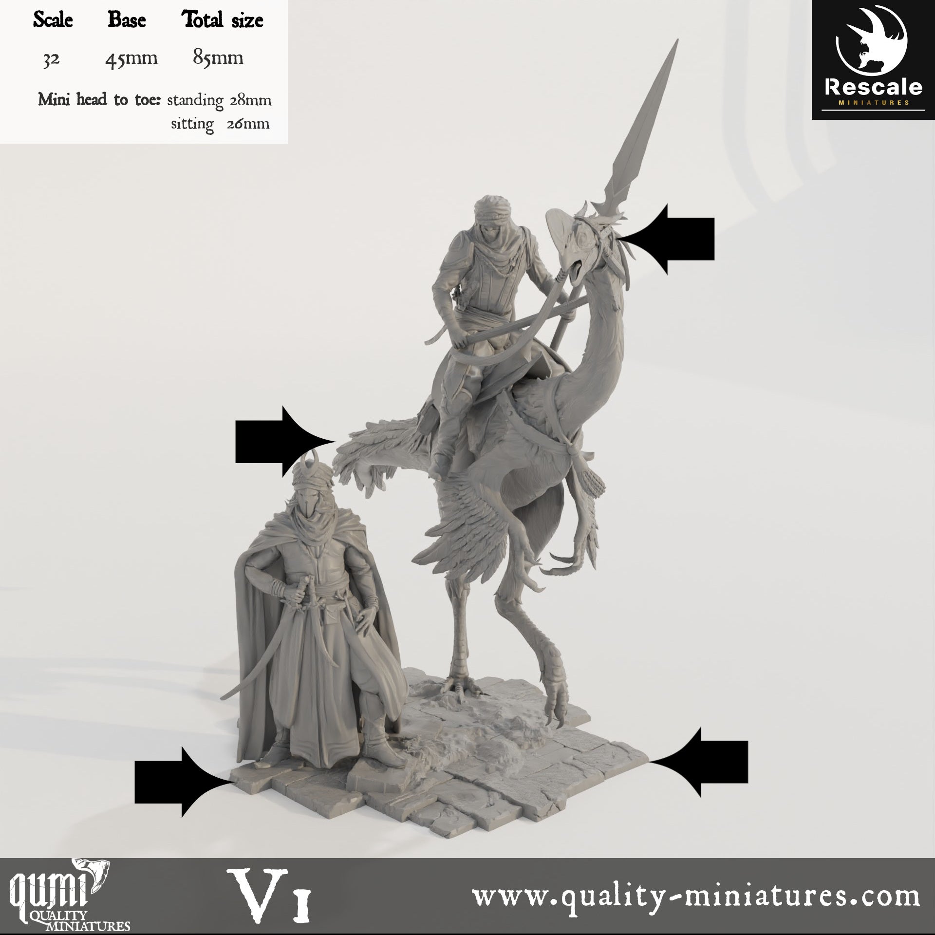 Guard Scene - Dinotopia - 32mm Tabletop RPG Mini - Qumi - Rescale Miniatures Quality Miniatures - Qumi