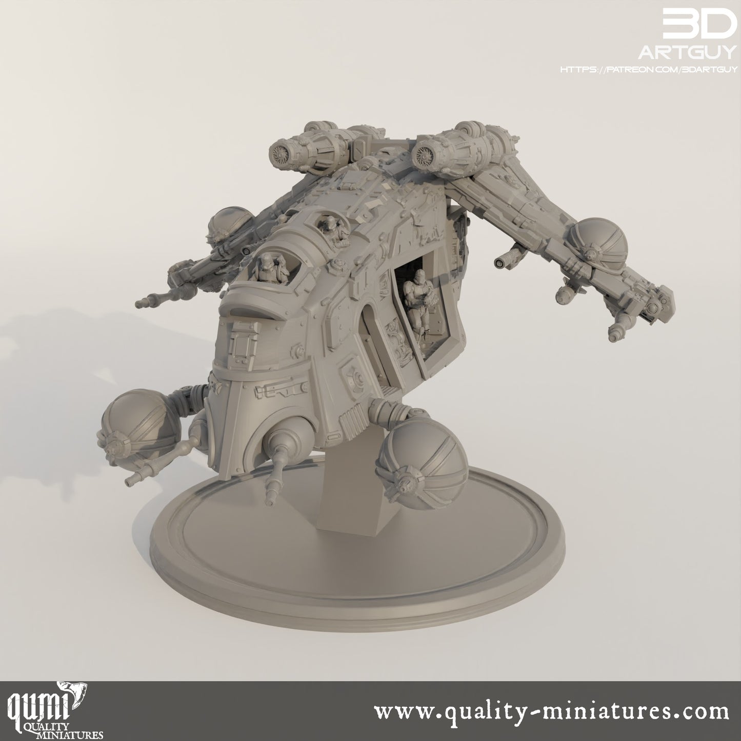 Gun Ship - 32mm Tabletop RPG Mini - Qumi - 3D ArtGuy