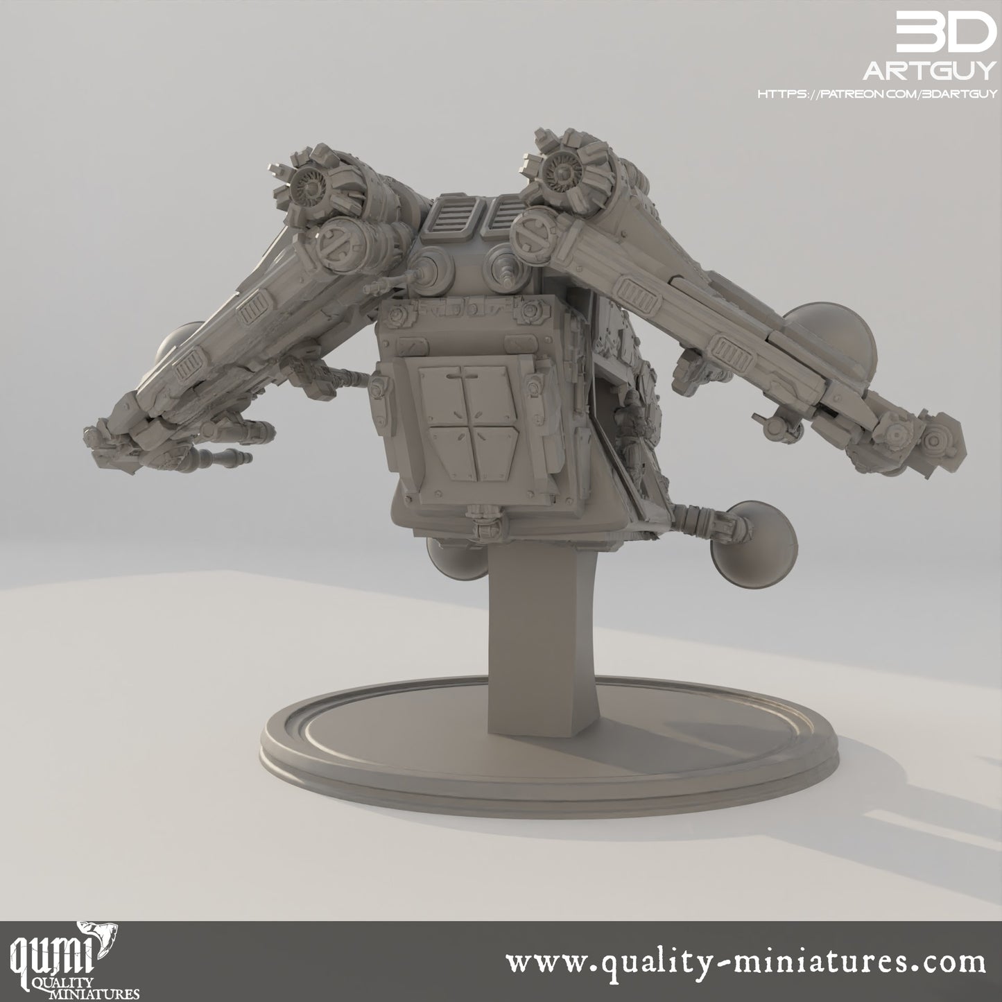 Gun Ship - 32mm Tabletop RPG Mini - Qumi - 3D ArtGuy