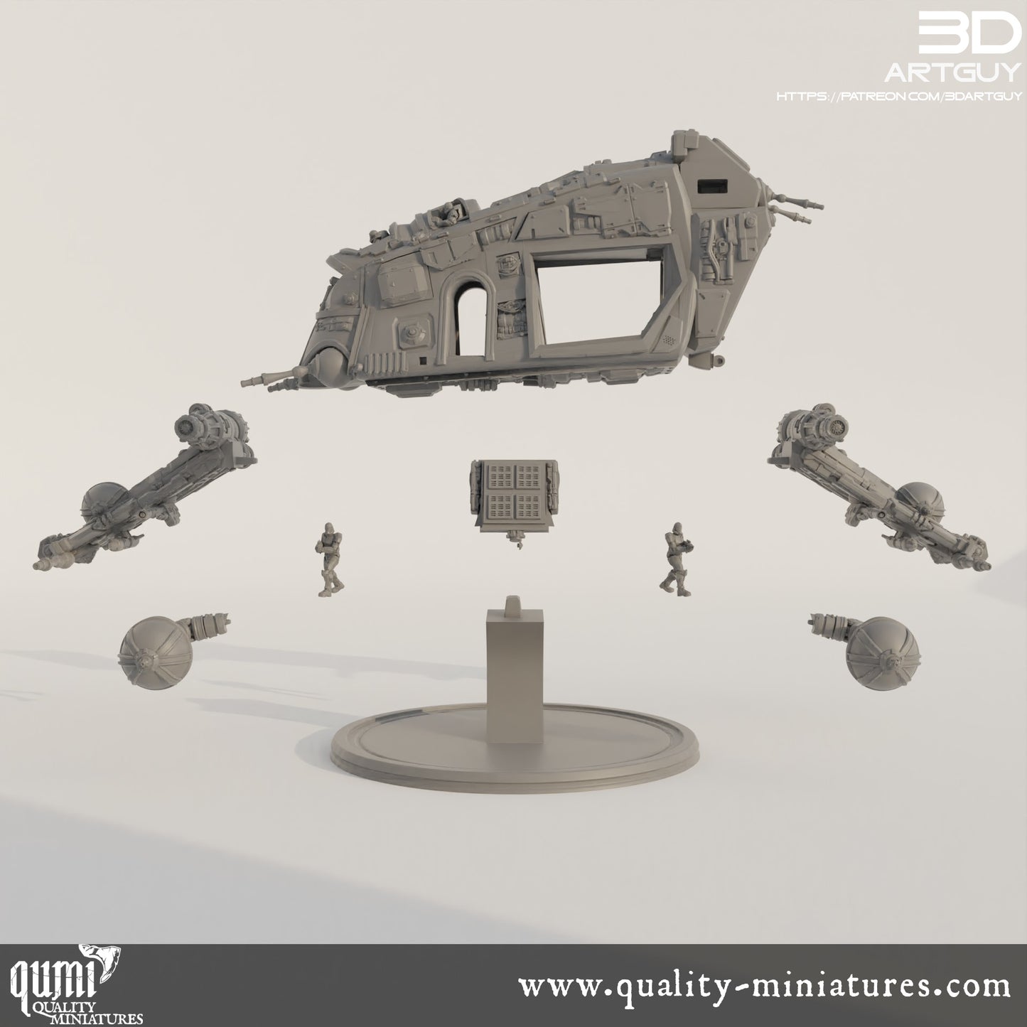 Gun Ship - 32mm Tabletop RPG Mini - Qumi - 3D ArtGuy