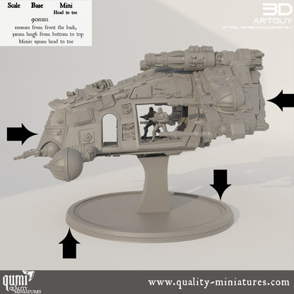 Gun Ship - 32mm Tabletop RPG Mini - Qumi - 3D ArtGuy