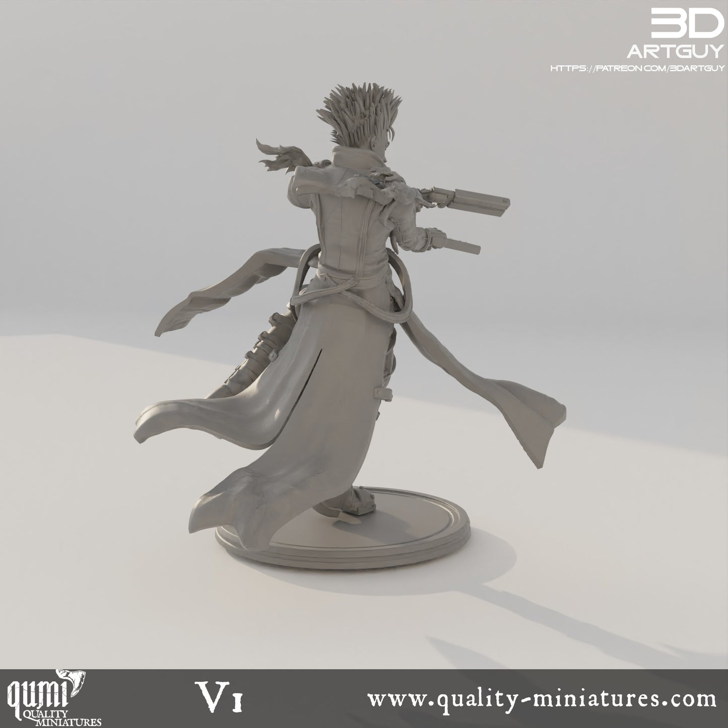 Gunslinger  - 32mm Tabletop RPG Mini - Qumi - 3D ArtGuy