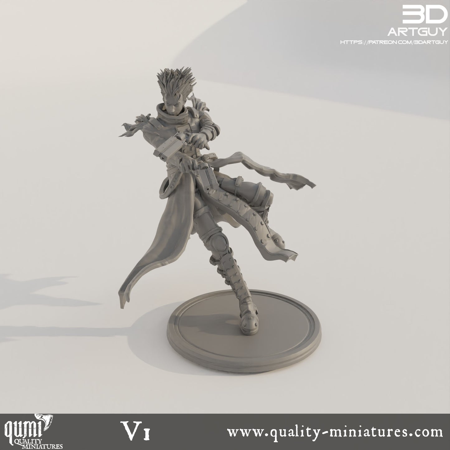 Gunslinger  - 32mm Tabletop RPG Mini - Qumi - 3D ArtGuy