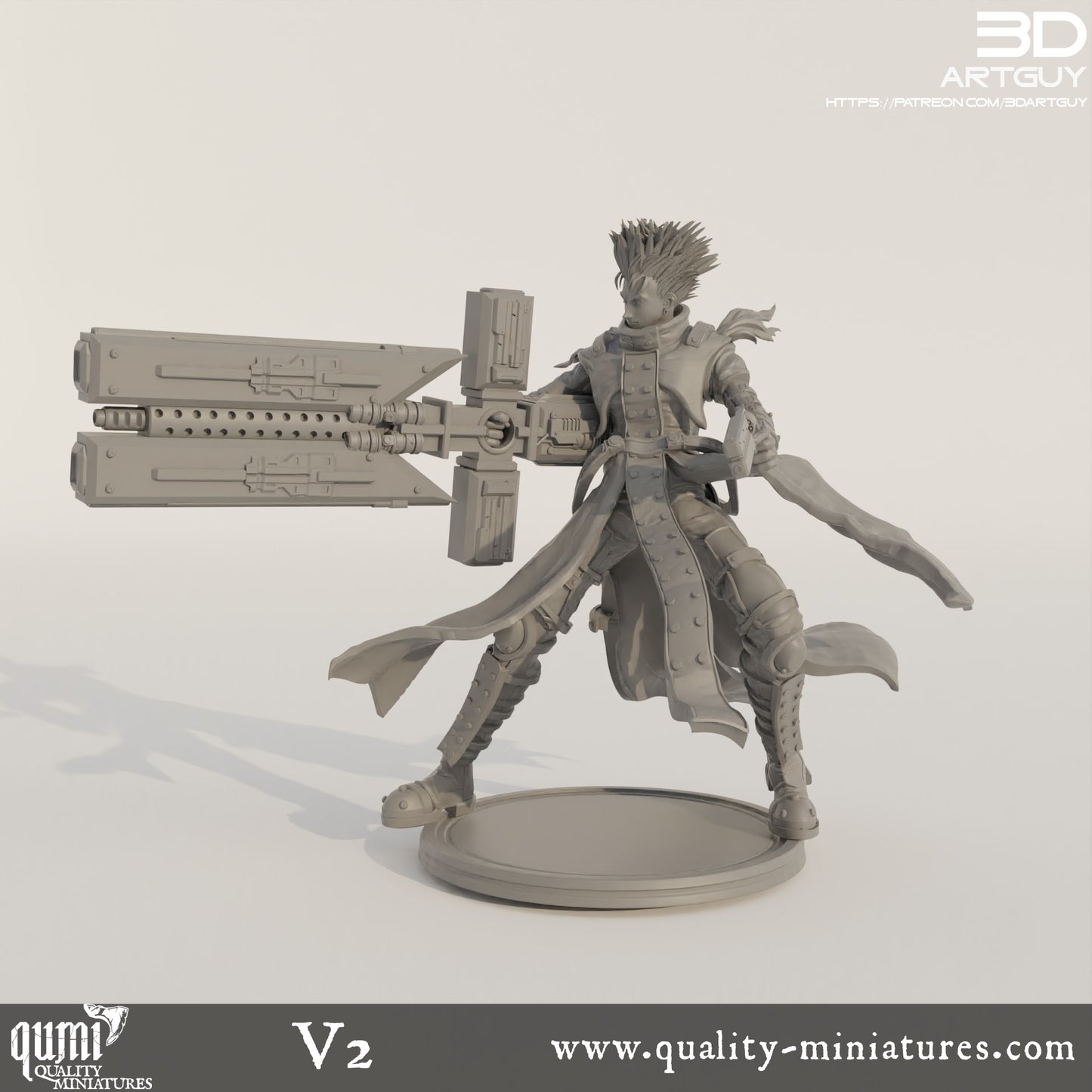 Gunslinger  - 32mm Tabletop RPG Mini - Qumi - 3D ArtGuy