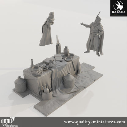 Haggle Scene - Dinotopia - 32mm Tabletop RPG Mini - Qumi - Rescale Miniatures Quality Miniatures - Qumi