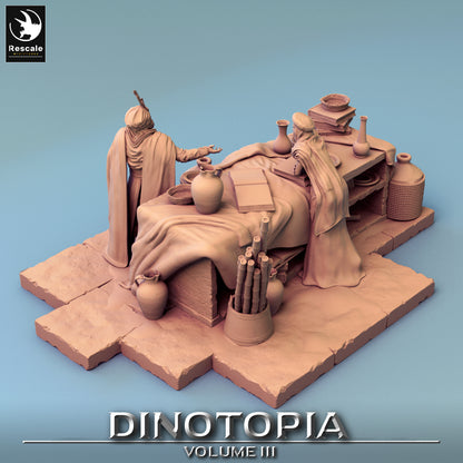 Haggle Scene - Dinotopia - 32mm Tabletop RPG Mini - Qumi - Rescale Miniatures Quality Miniatures - Qumi