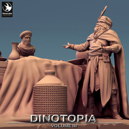 Haggle Scene - Dinotopia - 32mm Tabletop RPG Mini - Qumi - Rescale Miniatures Quality Miniatures - Qumi