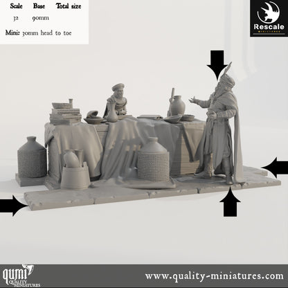 Haggle Scene - Dinotopia - 32mm Tabletop RPG Mini - Qumi - Rescale Miniatures Quality Miniatures - Qumi