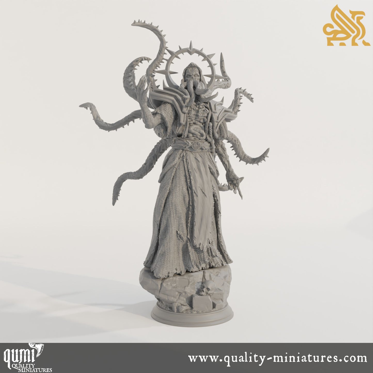 Hendrak - Ascended God-Lich Flayer - 32mm 75mm Tabletop RPG Mini - Qumi - DM Stash Quality Miniatures - Qumi