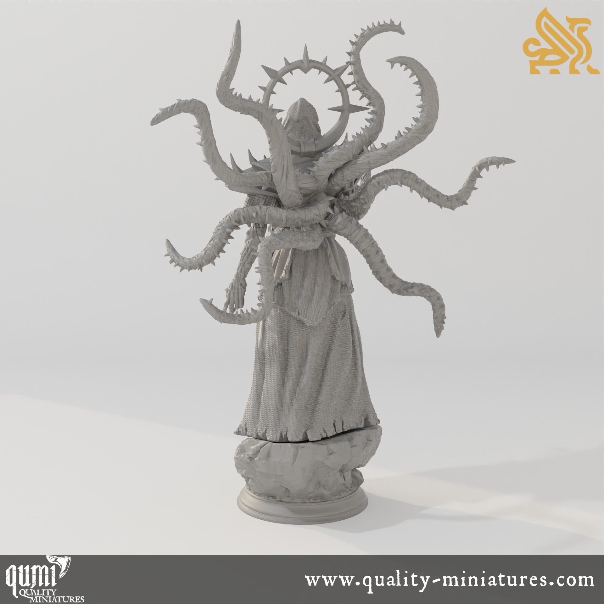 Hendrak - Ascended God-Lich Flayer - 32mm 75mm Tabletop RPG Mini - Qumi - DM Stash Quality Miniatures - Qumi