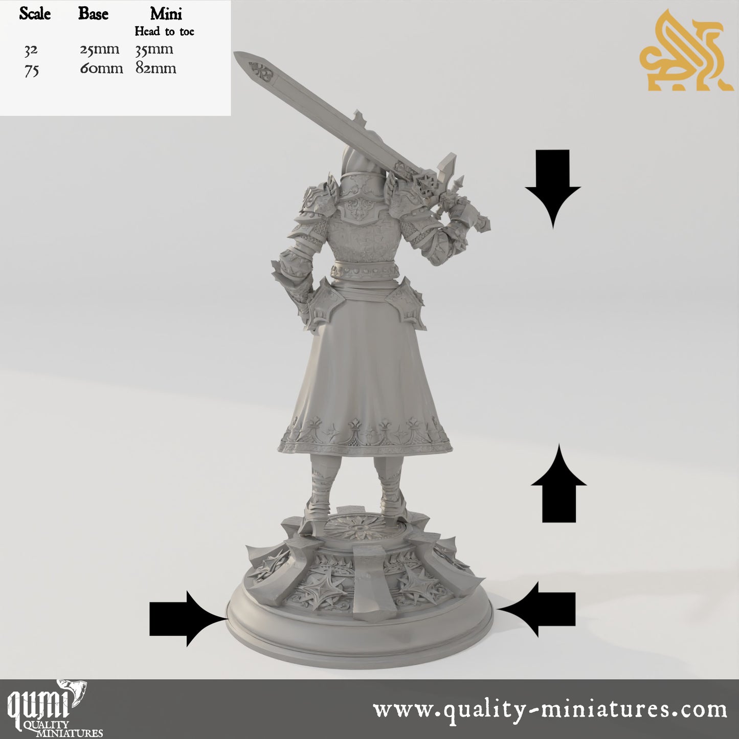 Johanna Saffron the Pious - Maiden Knight - 32mm 75mm Tabletop RPG Mini - Qumi - DM Stash Quality Miniatures - Qumi