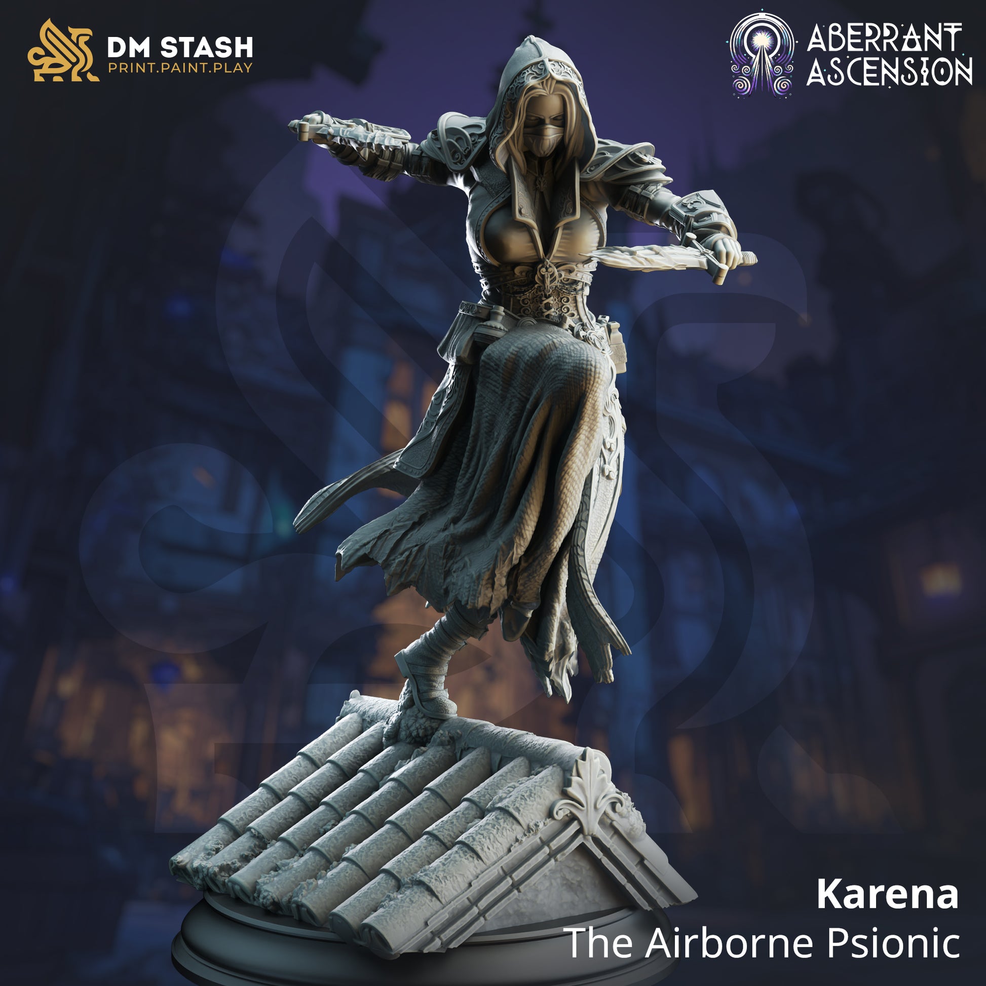 Karena - The Airborne Psionic - 32mm 75mm Tabletop RPG Mini - Qumi - DM Stash Quality Miniatures - Qumi