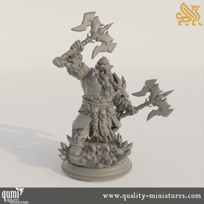 Korthart the Hateful Heart – Dark Dwarf Berserker- 32mm 75mm Tabletop RPG Mini - Qumi - DM Stash