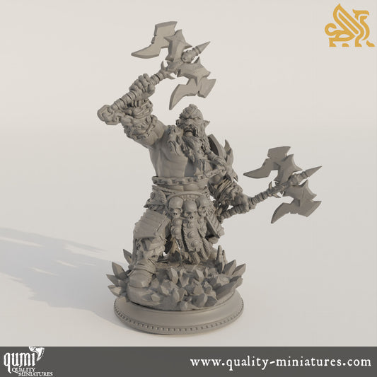 Korthart das hasserfüllte Herz – Dunkler Zwerg-Berserker – 32 mm 75 mm Tabletop-RPG Mini – Qumi – DM Stash