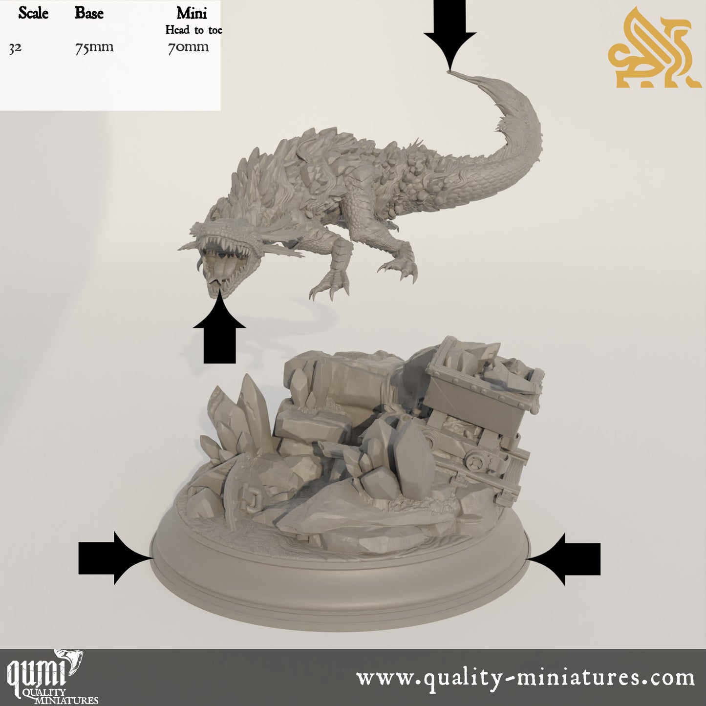 Lava Elemental Salamander - Flying Sea Ray - 32mm Tabletop RPG Mini - Qumi - DM Stash