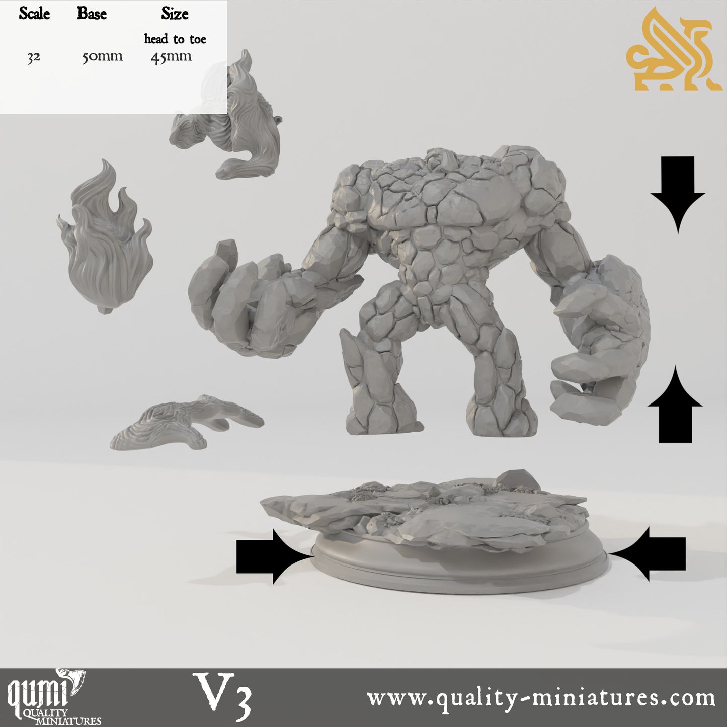 Elemental Golems - 32mm Tabletop RPG Mini - Qumi - DM Stash