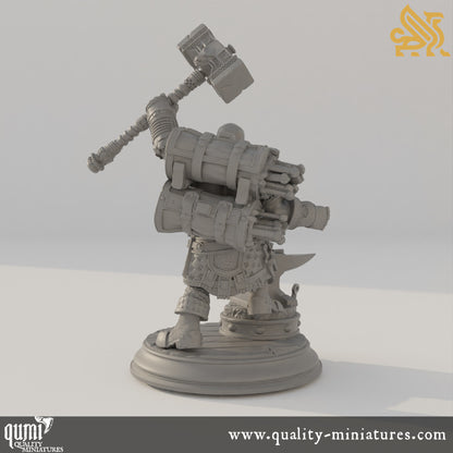 Lochren Ishtrak Hammerfist - Dwarven Blacksmith - 32mm 75mm Tabletop RPG Mini - Qumi - DM Stash