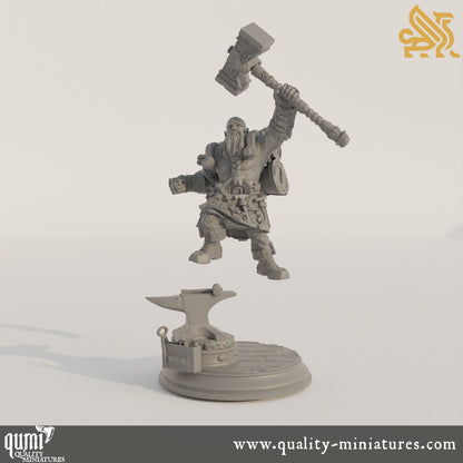 Lochren Ishtrak Hammerfist - Dwarven Blacksmith - 32mm 75mm Tabletop RPG Mini - Qumi - DM Stash