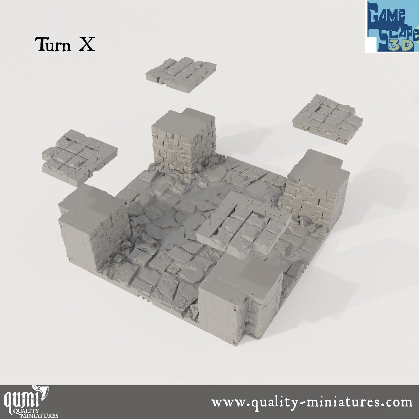 Lost City Street Turns - Resin Print - Tabletop RPG Terrain - GameScape3D - Qumi Quality Miniatures - Qumi