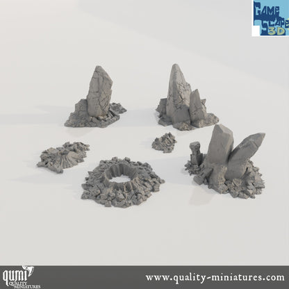 Lost Town Cataclsym Markers - Resin Print - Tabletop RPG Terrain - GameScape3D - Qumi Quality Miniatures - Qumi