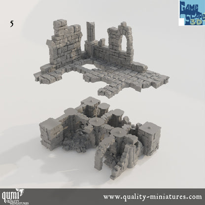 Lost Town Medium Ruins - Resin Print - Tabletop RPG Terrain - GameScape3D - Qumi Quality Miniatures - Qumi