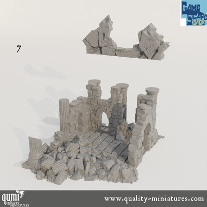 Lost Town Medium Ruins - Resin Print - Tabletop RPG Terrain - GameScape3D - Qumi Quality Miniatures - Qumi