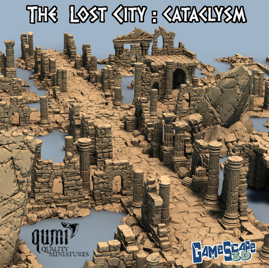 Lost Town Medium Ruins - Resin Print - Tabletop RPG Terrain - GameScape3D - Qumi - Quality Miniatures - Qumi