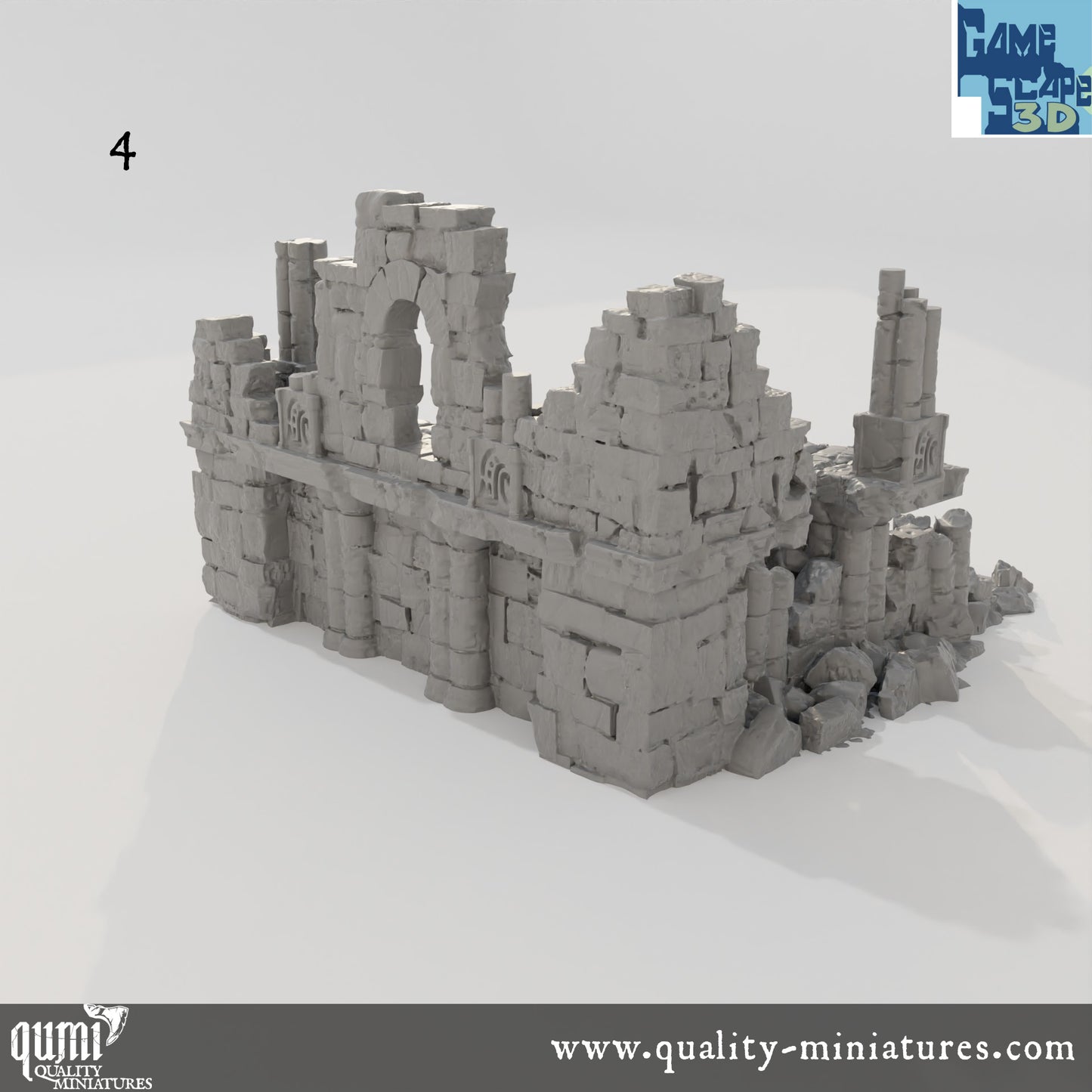 Lost Town Medium Ruins - Resin Print - Tabletop RPG Terrain - GameScape3D - Qumi Quality Miniatures - Qumi