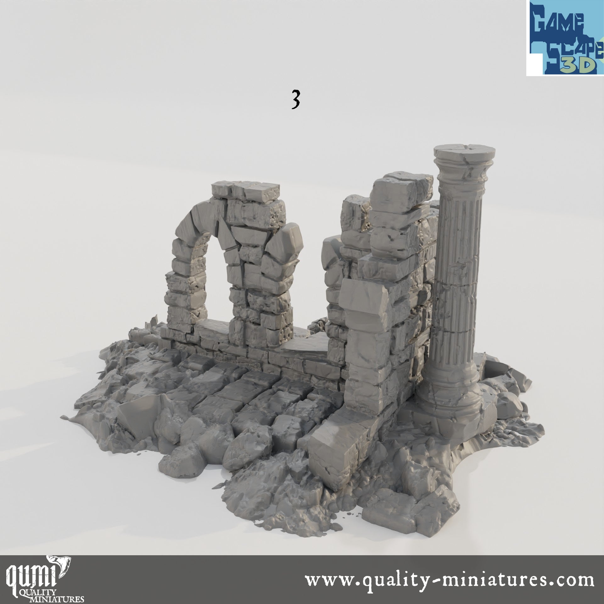 Lost Town Small Ruins - Resin Print - Tabletop RPG Terrain - GameScape3D - Qumi Quality Miniatures - Qumi