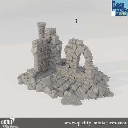 Lost Town Small Ruins - Resin Print - Tabletop RPG Terrain - GameScape3D - Qumi Quality Miniatures - Qumi