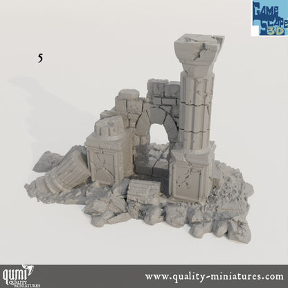 Lost Town Small Ruins - Resin Print - Tabletop RPG Terrain - GameScape3D - Qumi Quality Miniatures - Qumi