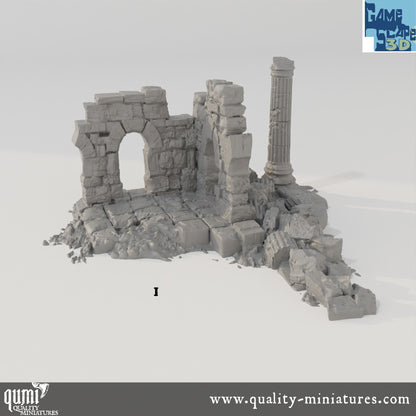 Lost Town Small Ruins - Resin Print - Tabletop RPG Terrain - GameScape3D - Qumi Quality Miniatures - Qumi