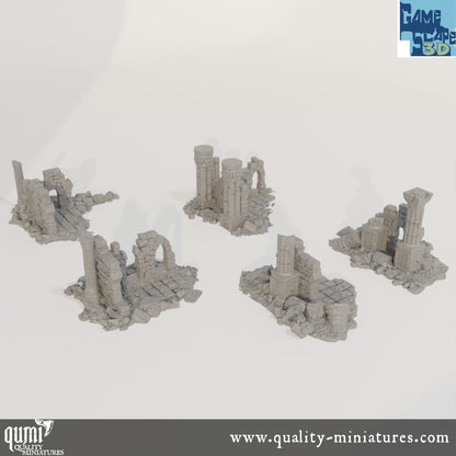 Lost Town Small Ruins - Resin Print - Tabletop RPG Terrain - GameScape3D - Qumi Quality Miniatures - Qumi