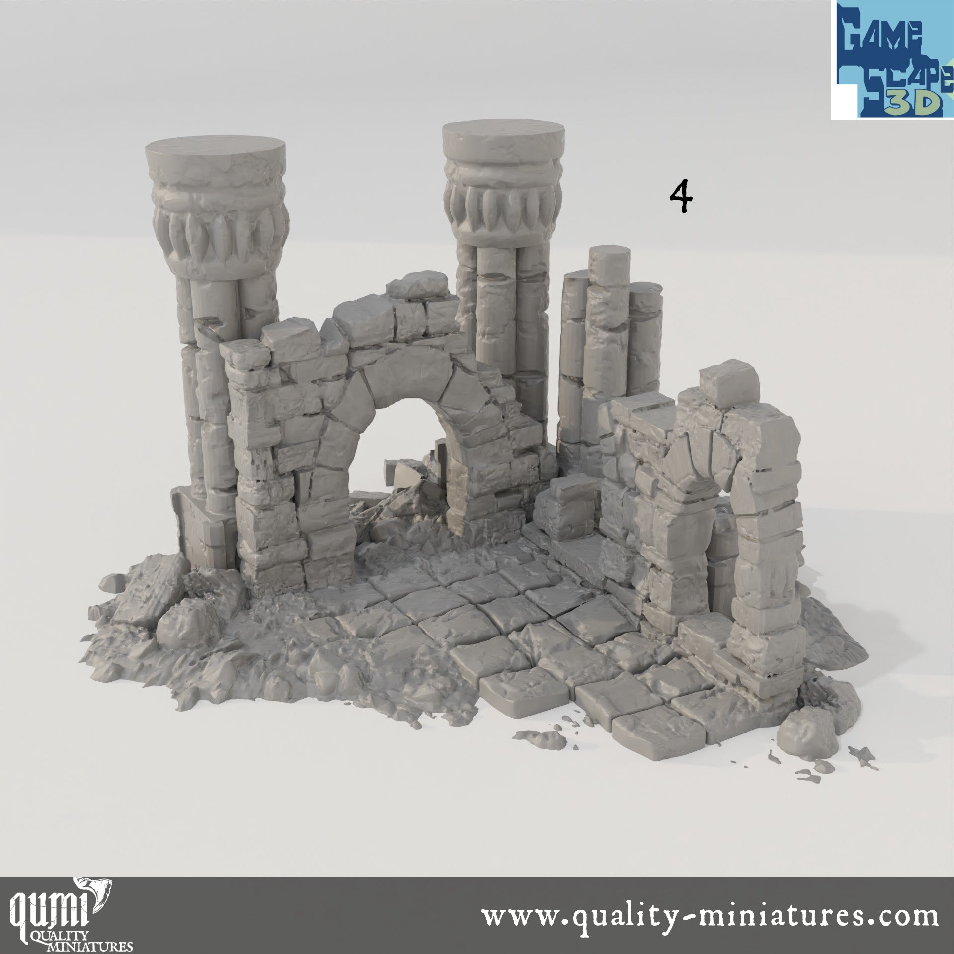 Lost Town Small Ruins - Resin Print - Tabletop RPG Terrain - GameScape3D - Qumi Quality Miniatures - Qumi