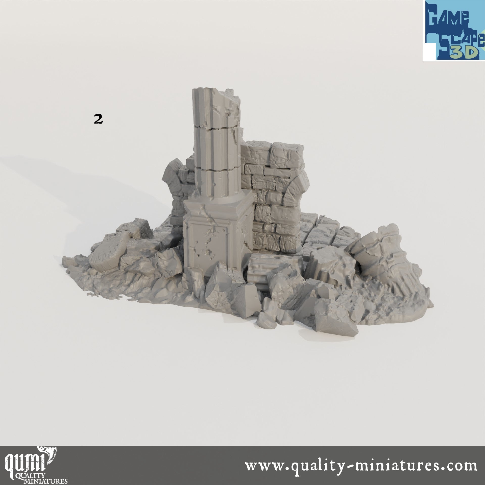 Lost Town Small Ruins - Resin Print - Tabletop RPG Terrain - GameScape3D - Qumi Quality Miniatures - Qumi