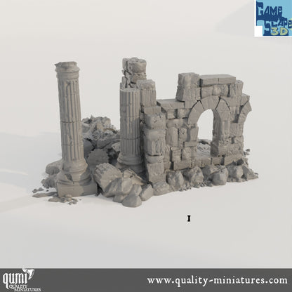 Lost Town Small Ruins - Resin Print - Tabletop RPG Terrain - GameScape3D - Qumi Quality Miniatures - Qumi