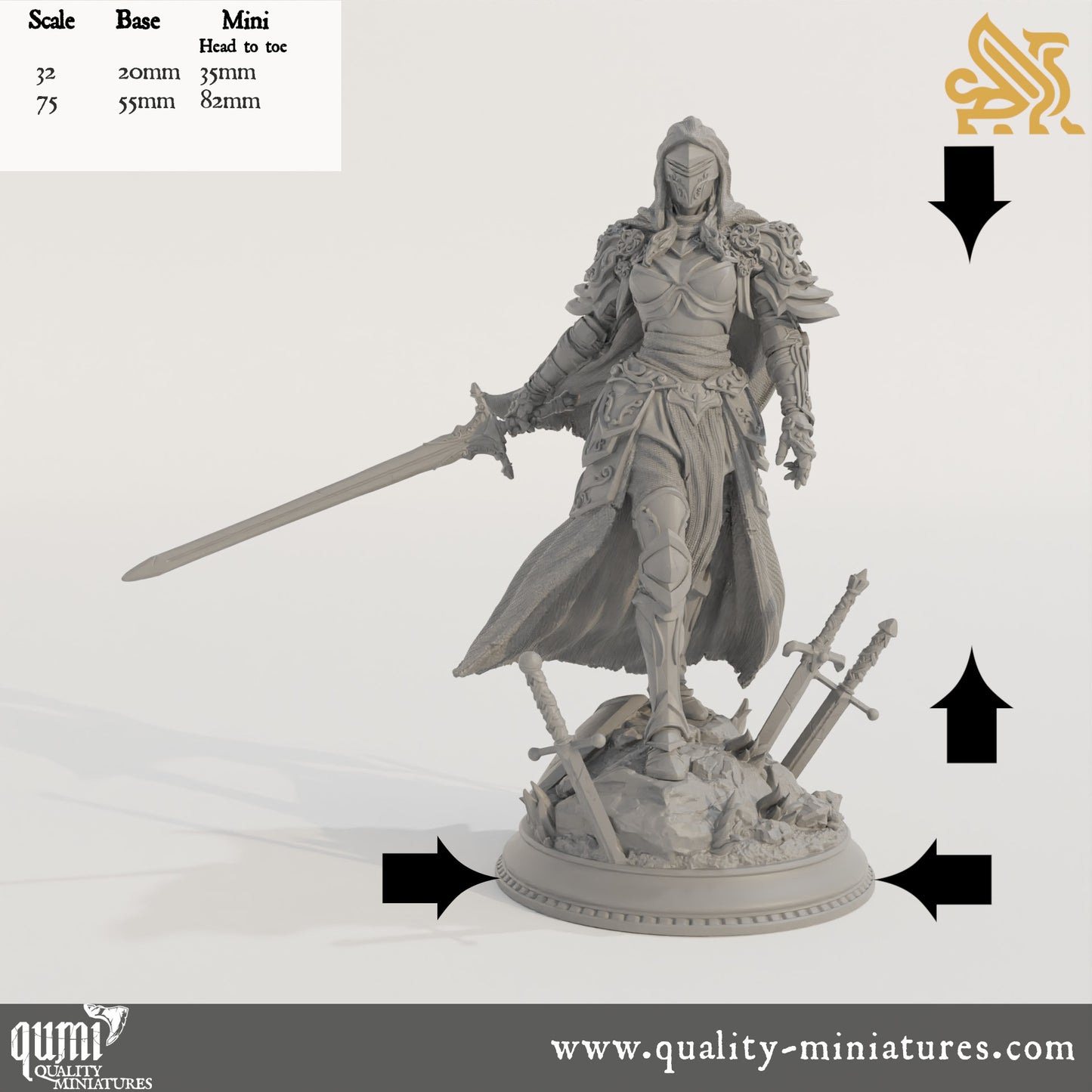 Lydia the Merciless - Duke’s Commander - 32mm 75mm Tabletop RPG Mini - Qumi - DM Stash Quality Miniatures - Qumi