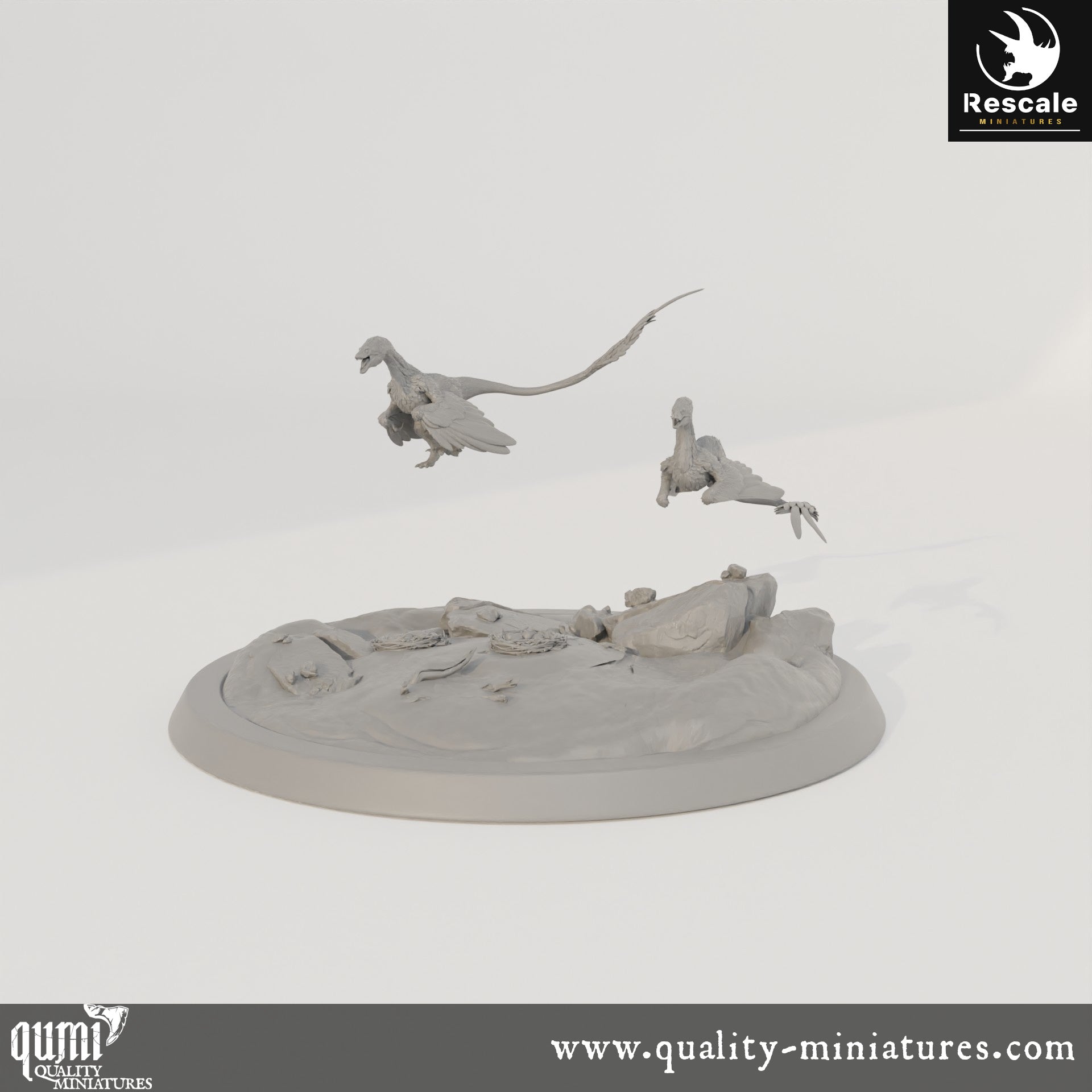 Microraptor Nest - Dinotopia - 32mm Tabletop RPG Mini - Qumi - Rescale Miniatures Quality Miniatures - Qumi