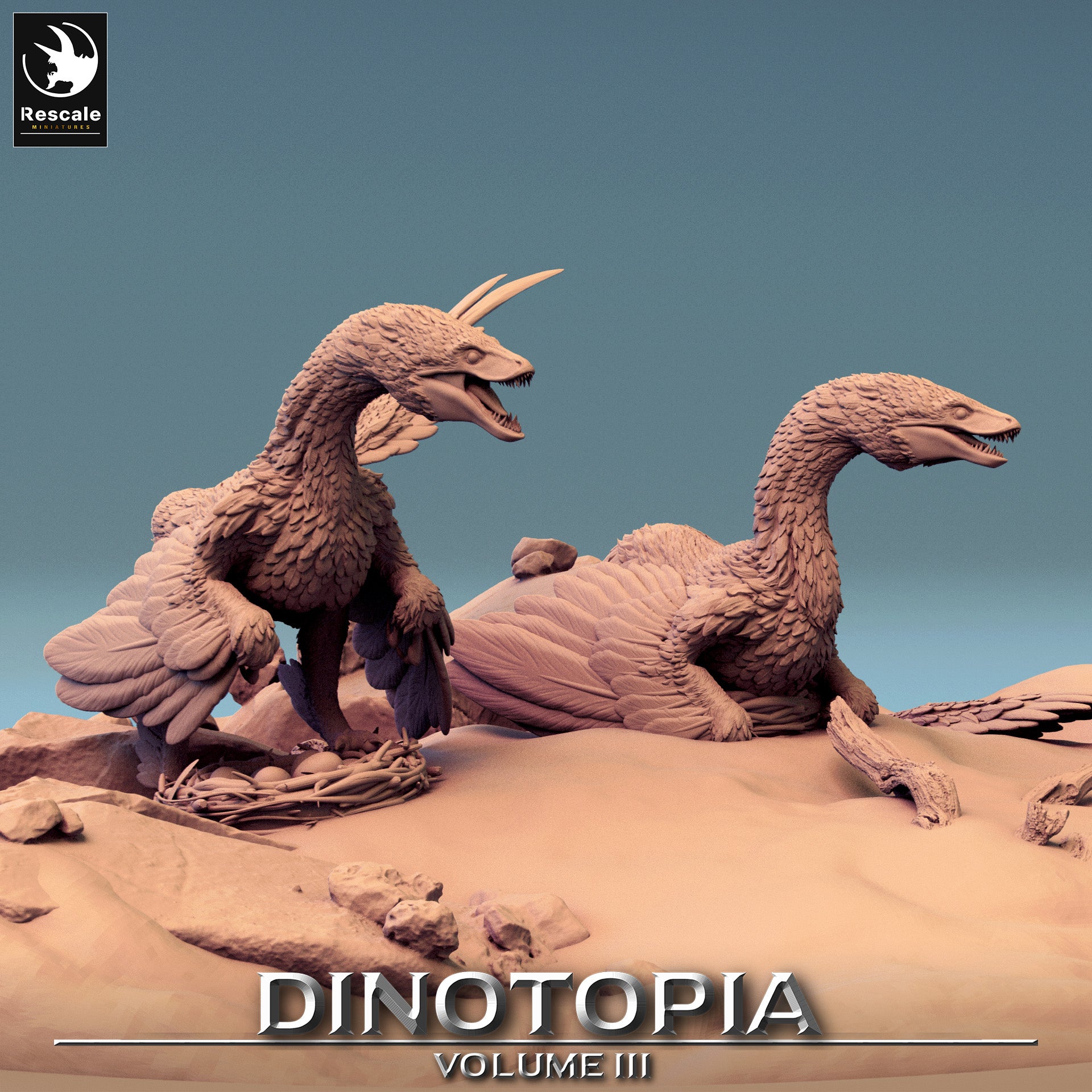 Microraptor Nest - Dinotopia - 32mm Tabletop RPG Mini - Qumi - Rescale Miniatures Quality Miniatures - Qumi